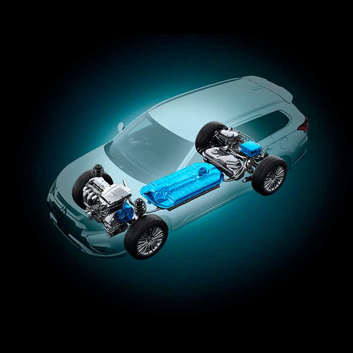 Illustrasjon: Outlander PHEV batteri og motor